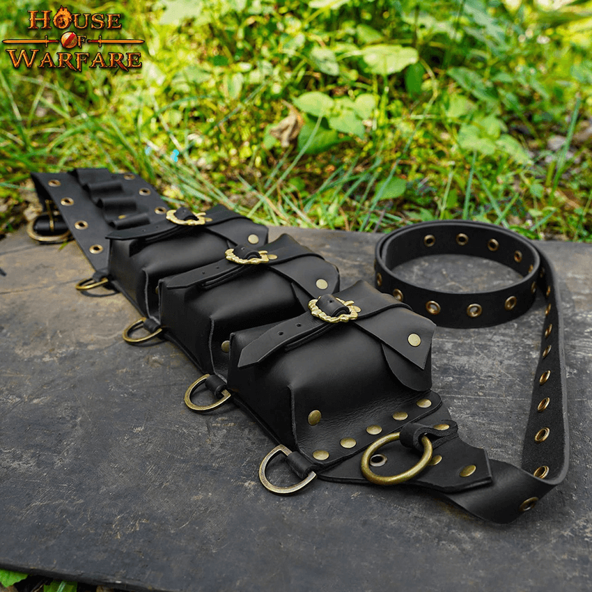 Double Ring Leather Belt - Black - HW-700450 - LARP Distribution