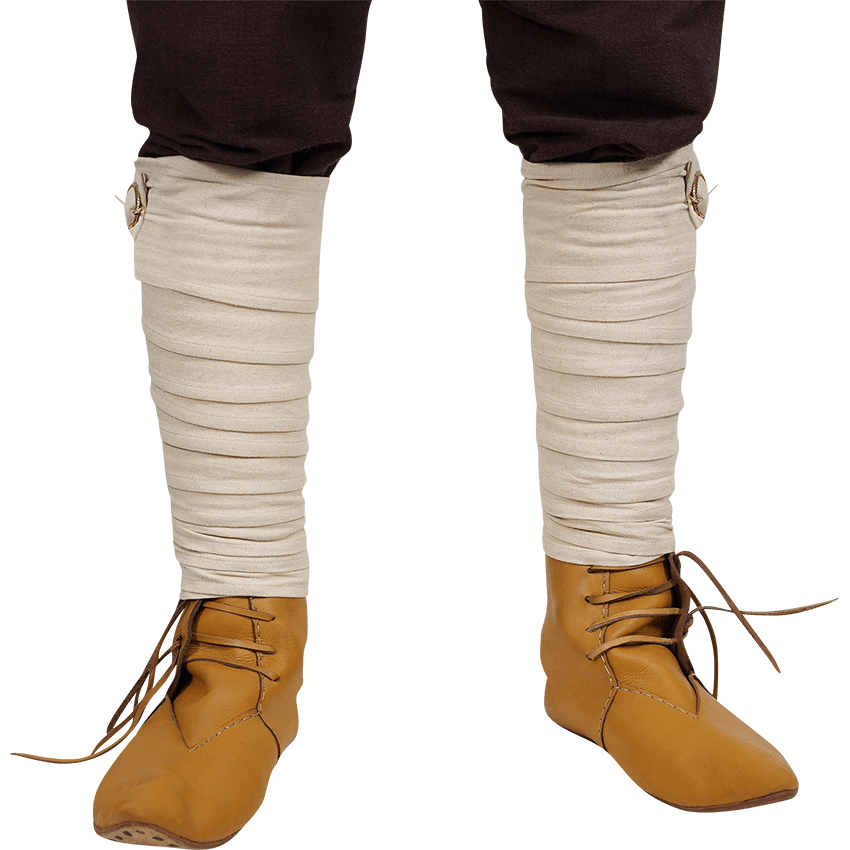 Canvas Viking Leg Wraps with Brooches - Ecru