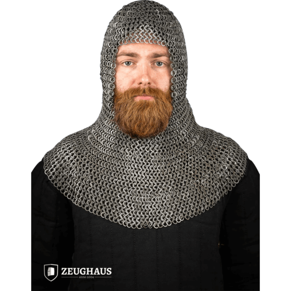 Wedge Riveted Chainmail Coif - 9mm Flat Rings