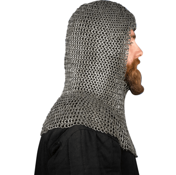 Wedge Riveted Chainmail Coif - 9mm Flat Rings