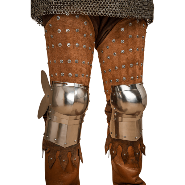 Steel and Suede Splinted Leg Armor - Brown