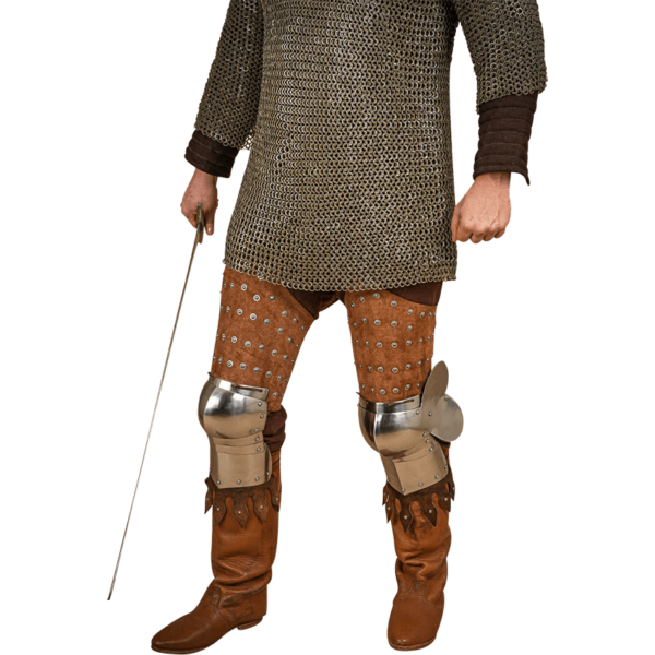 Steel and Suede Splinted Leg Armor - Brown