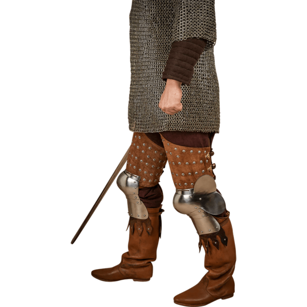 Steel and Suede Splinted Leg Armor - Brown