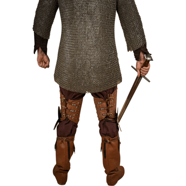 Steel and Suede Splinted Leg Armor - Brown