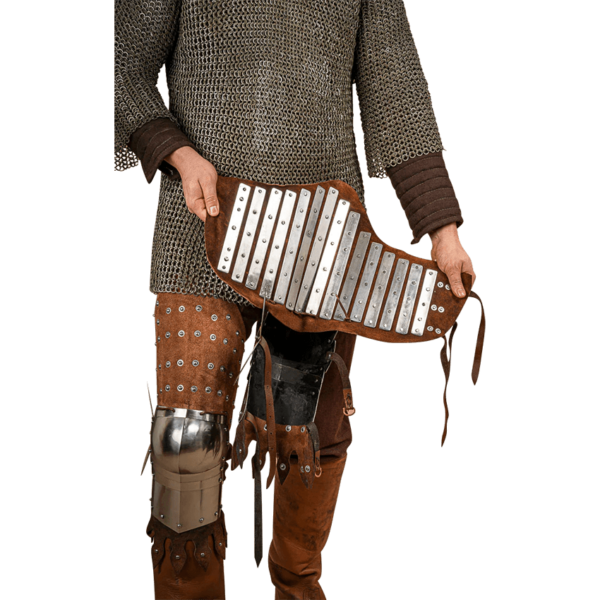 Steel and Suede Splinted Leg Armor - Brown