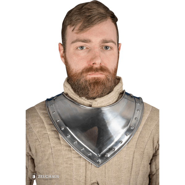 Knights Studded Steel Gorget - Polished