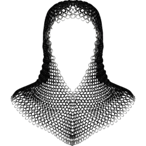 Silver Trim Blackened Steel Chainmail Coif