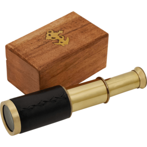 Pirate's Mini Brass Telescope with Wooden Box