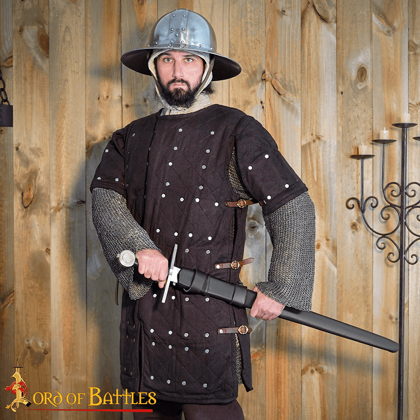 Medieval Brigandine with Riveted Steel Plates - Brown